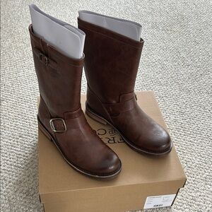 Brown Leather Buckle Boots